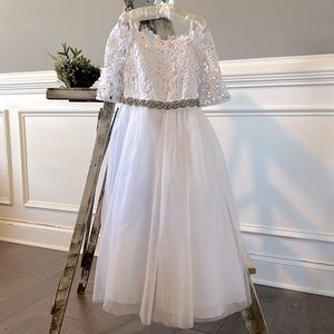 White flower girl or communion dress
